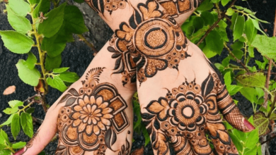Bold Flower with Dots Mehndi Designs